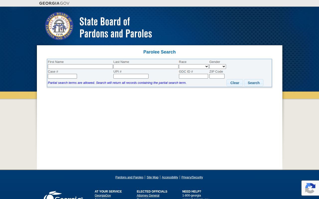 Georgia State Board of Pardons and Paroles parolee search
