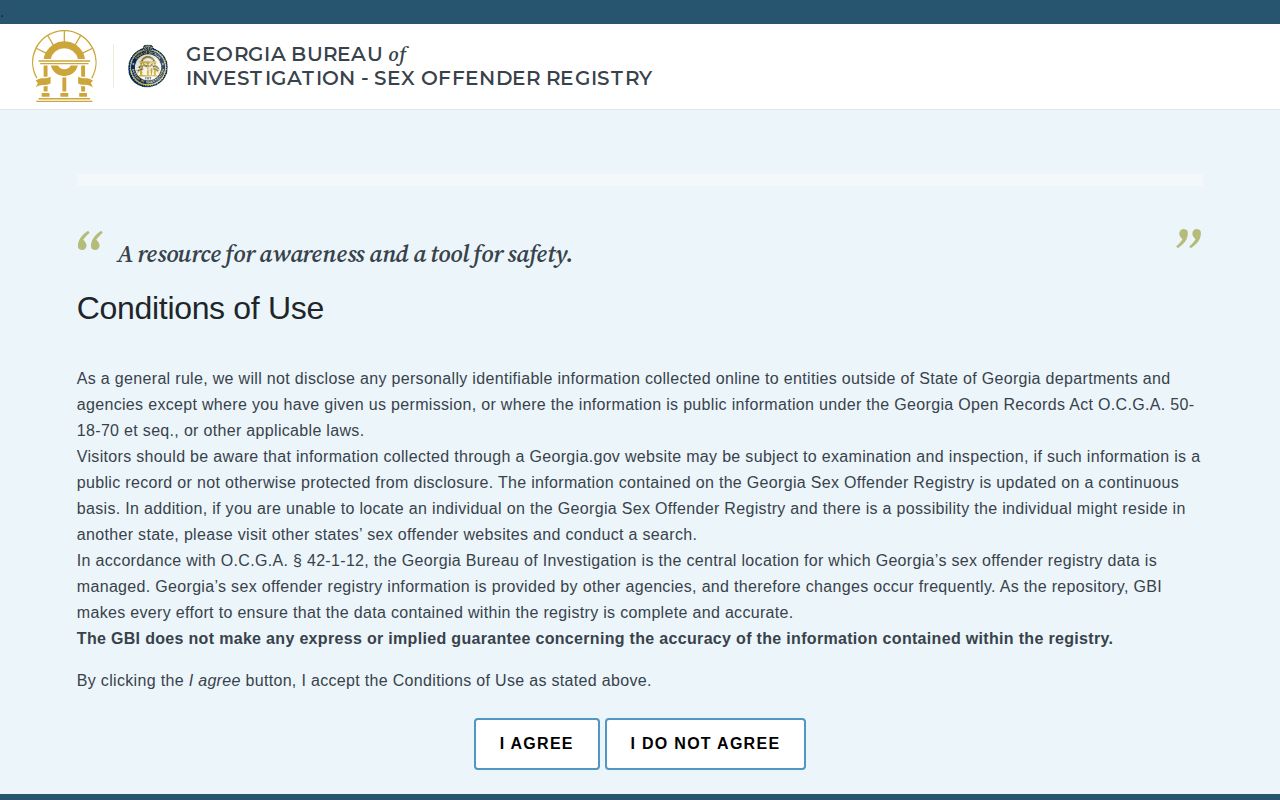 Official Georgia sex offender registry search